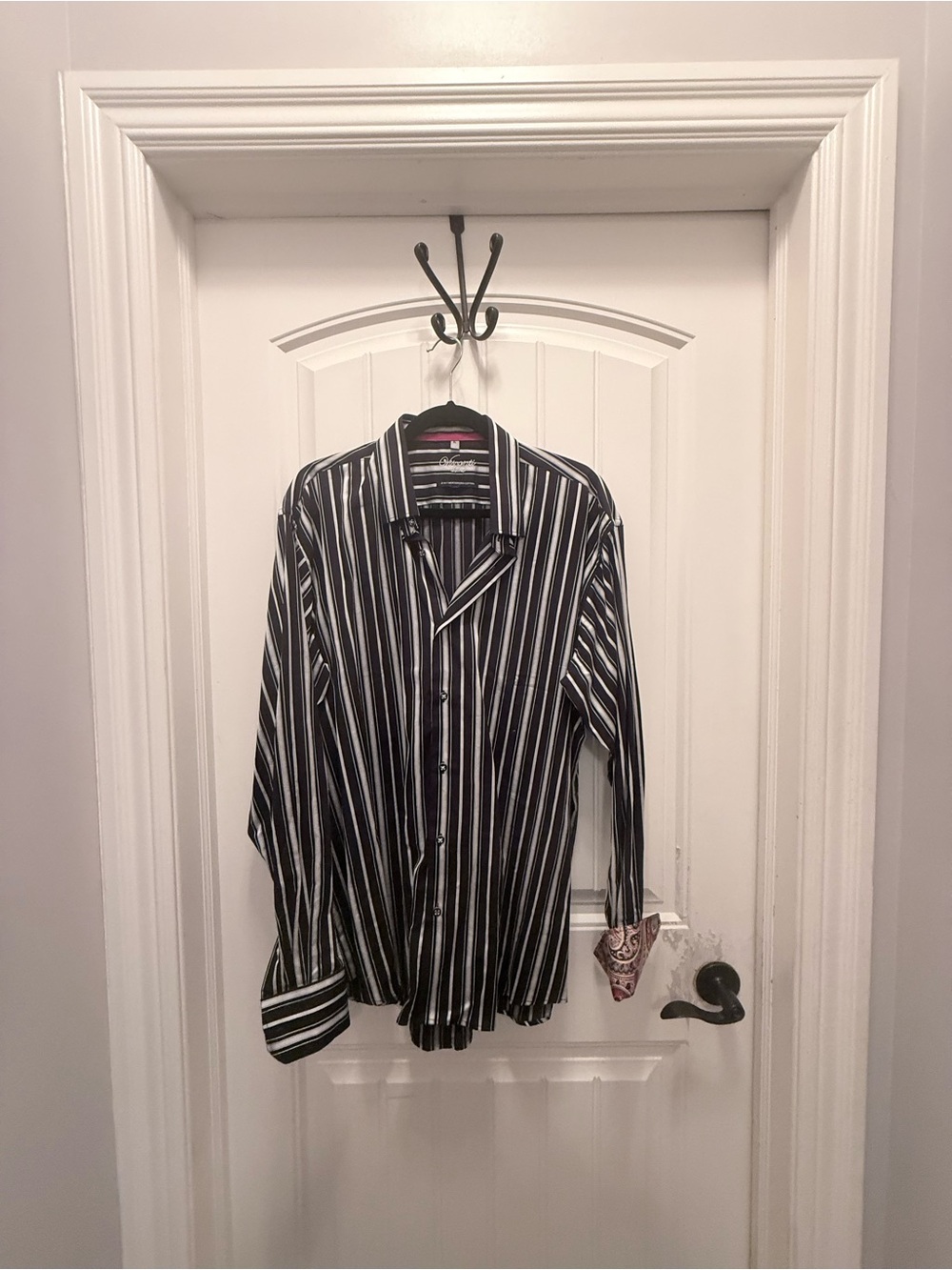 Men's Visconti Black and White Striped Button-Up Shirt